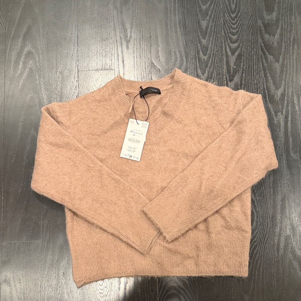 Zara brushed knit v-neck sweater